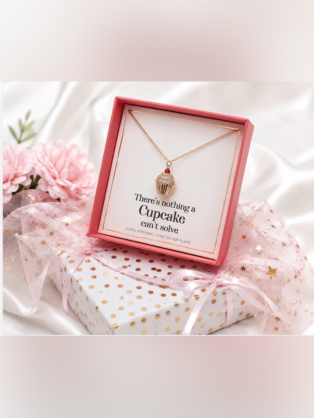 Cupcake Pendant Necklace Rose-Gold Delicate Chain<ALL SERIOUS OFFERS CONSIDERED>